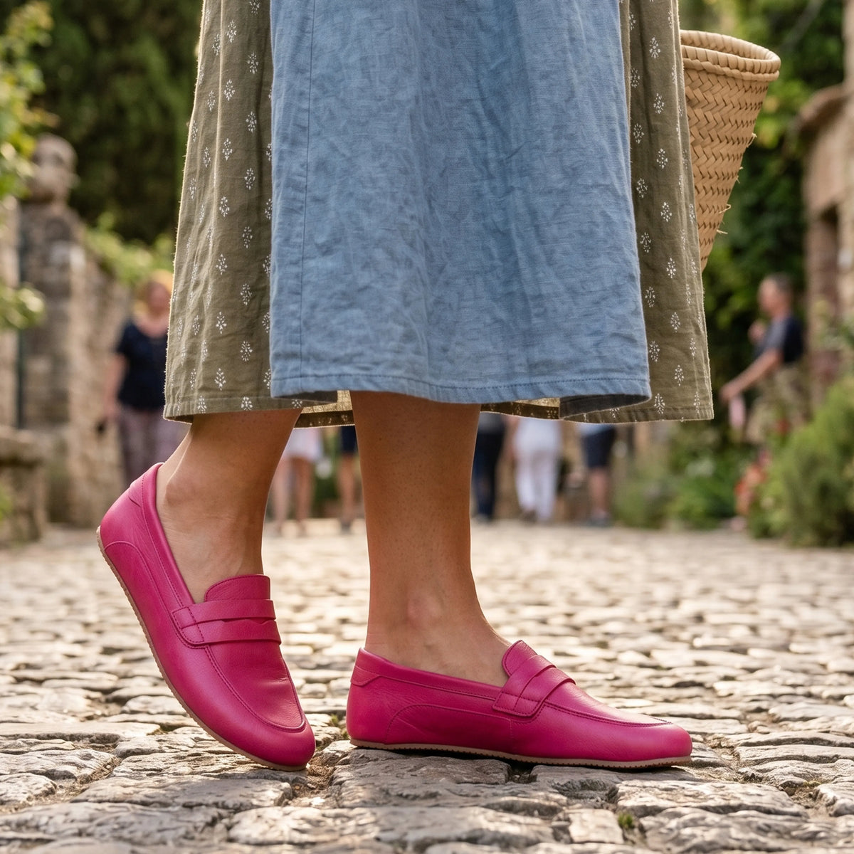 Smooth Barefoot Penny Loafer Shoes – Rubber Sole – Fuscia