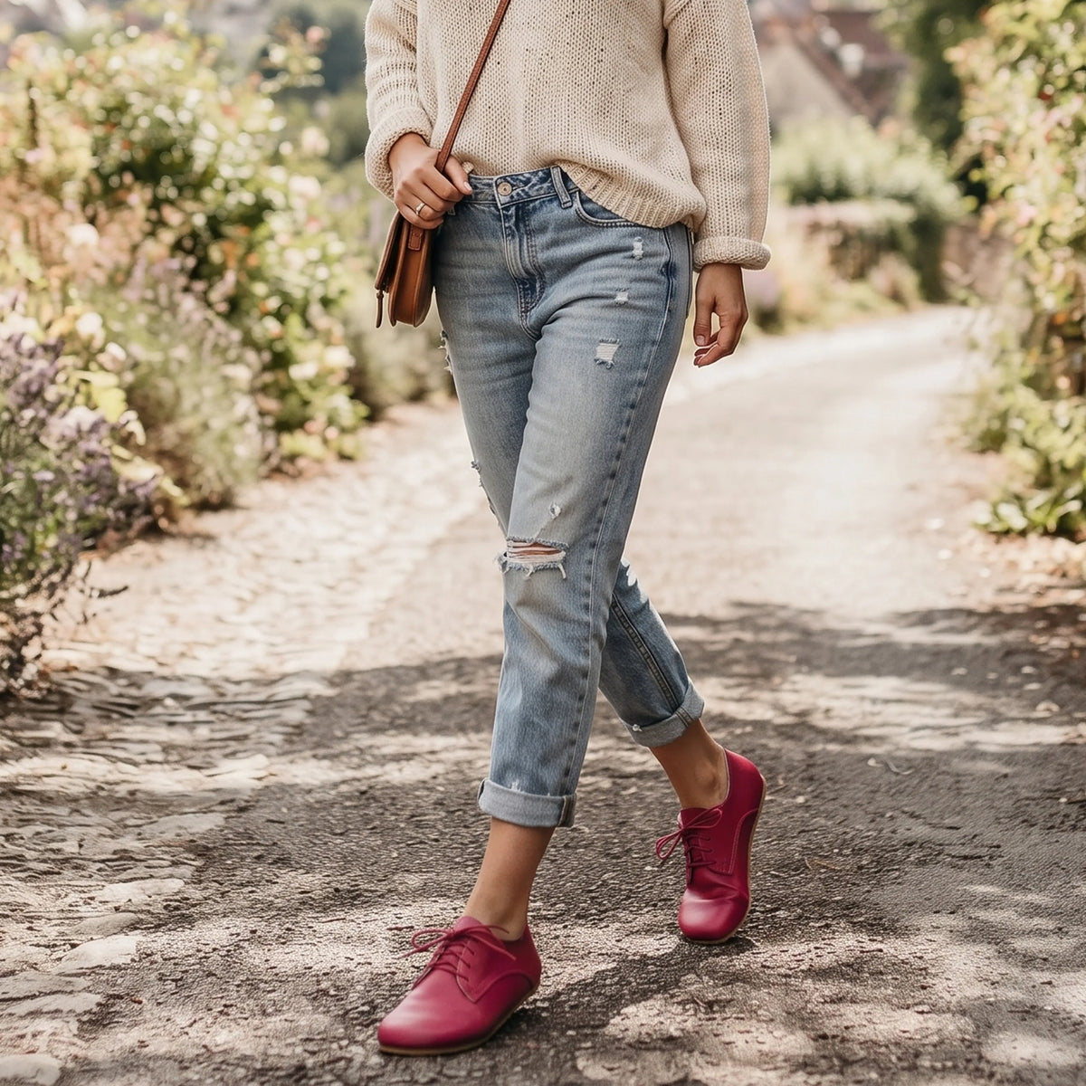 Smooth Barefoot Oxford Shoes – Rubber Sole – Fuscia