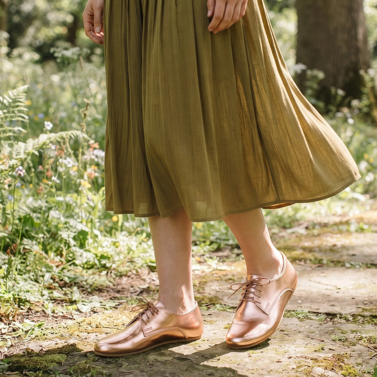 Bright Barefoot Oxford Shoes – Rubber Sole – Rose Gold