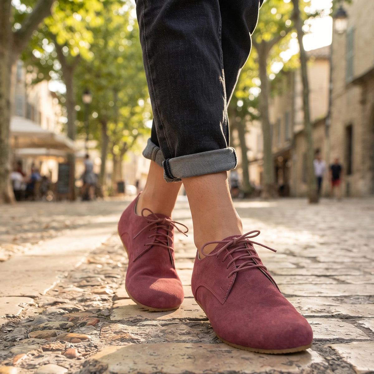 Suede Barefoot Oxford Shoes – Rubber Sole – Candy Pink