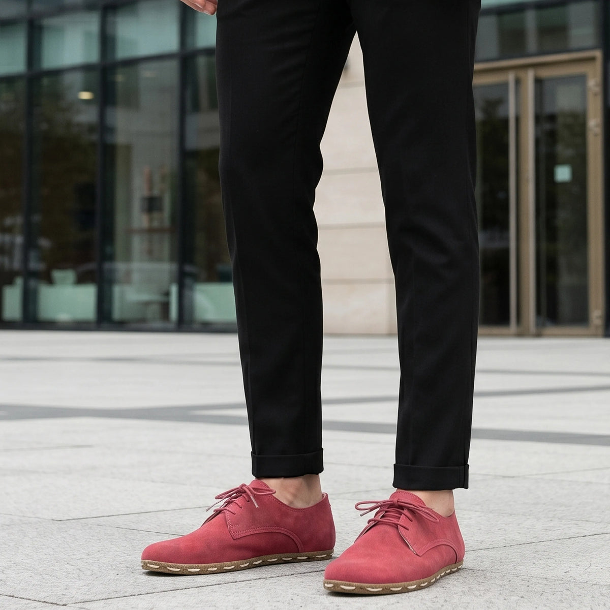 Suede Barefoot Oxford Shoes — Leather Sole – Candy Pink