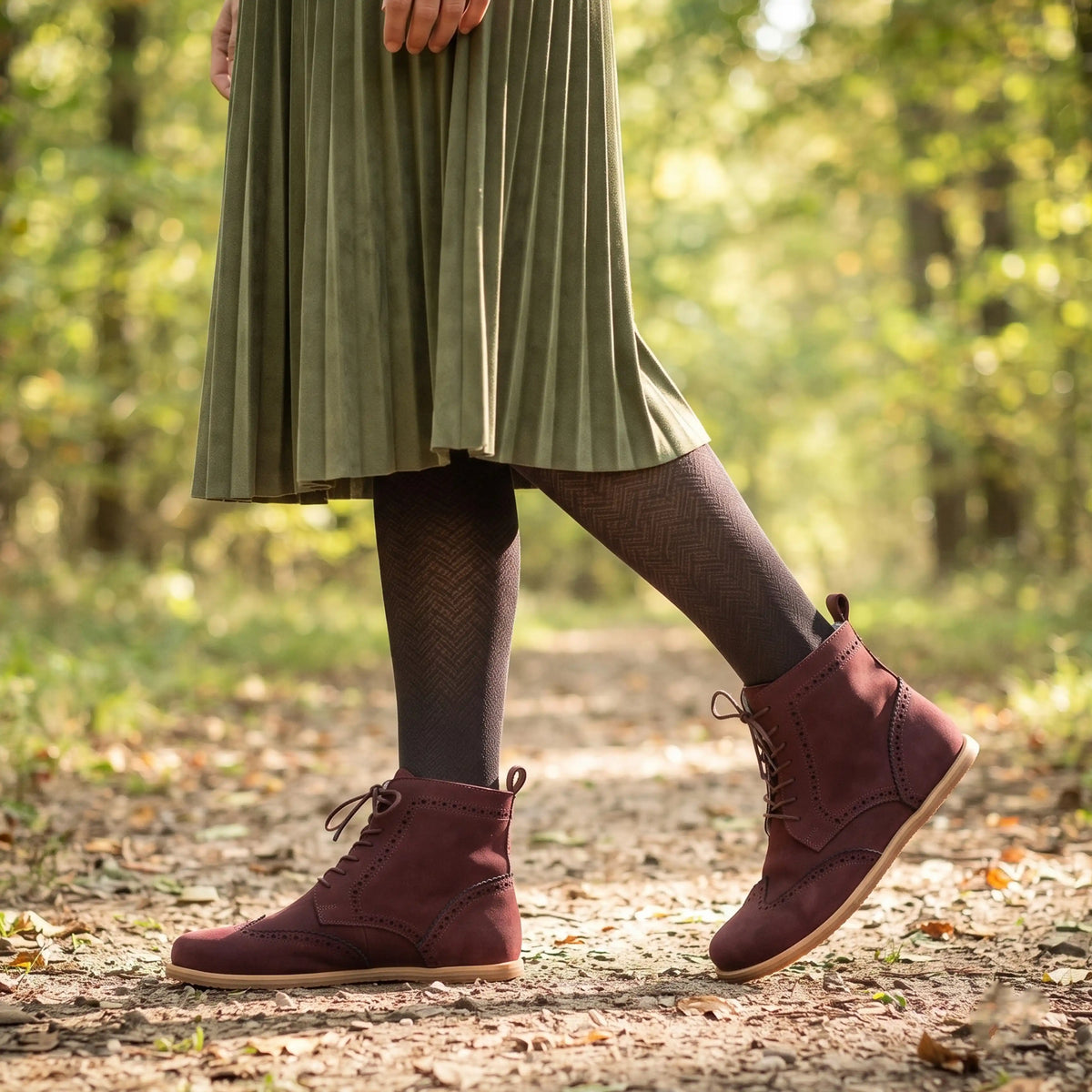 Nubuck Barefoot Moccasin Boots Shoes – Eva Outsole – Burgundy