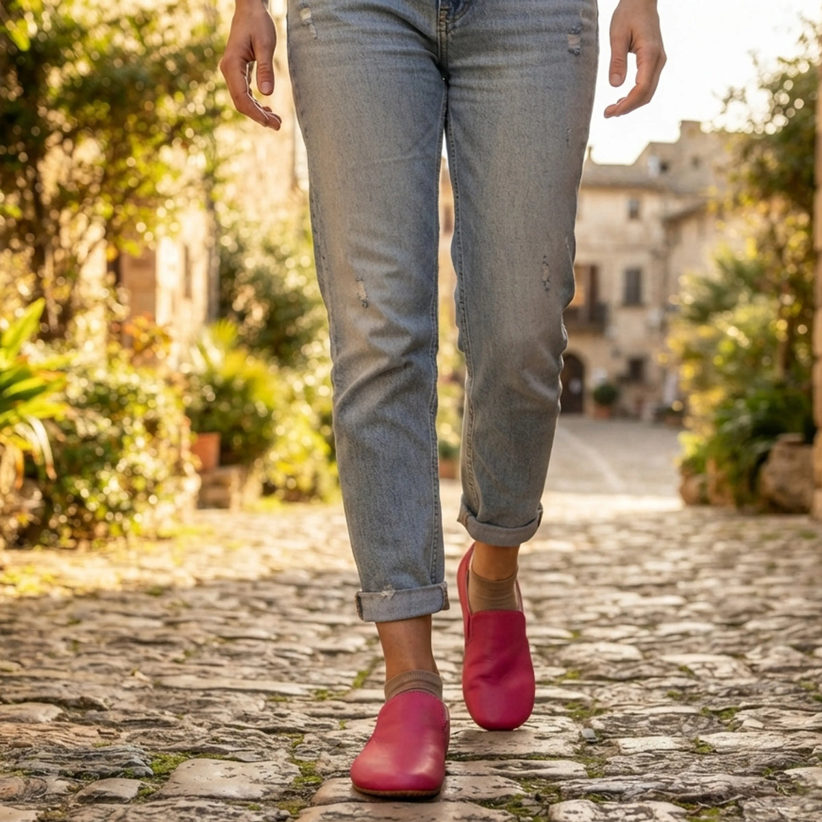 Smooth Barefoot Slip-On Shoes – Rubber Sole – Fuscia
