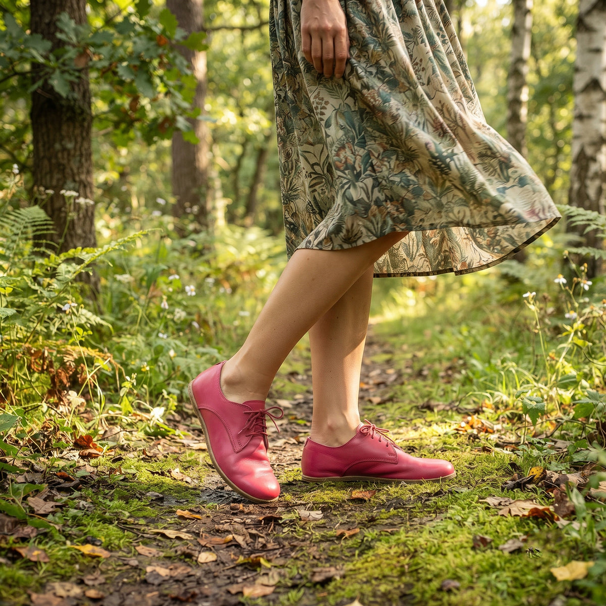 Smooth Barefoot Oxford Shoes – Classic Sole — Leather Sole – Fuscia