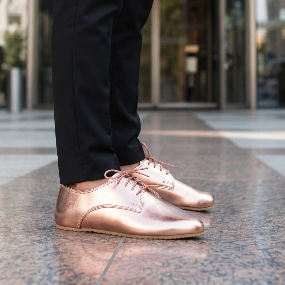 Bright Barefoot Oxford Shoes – Rubber Sole – Rose Gold