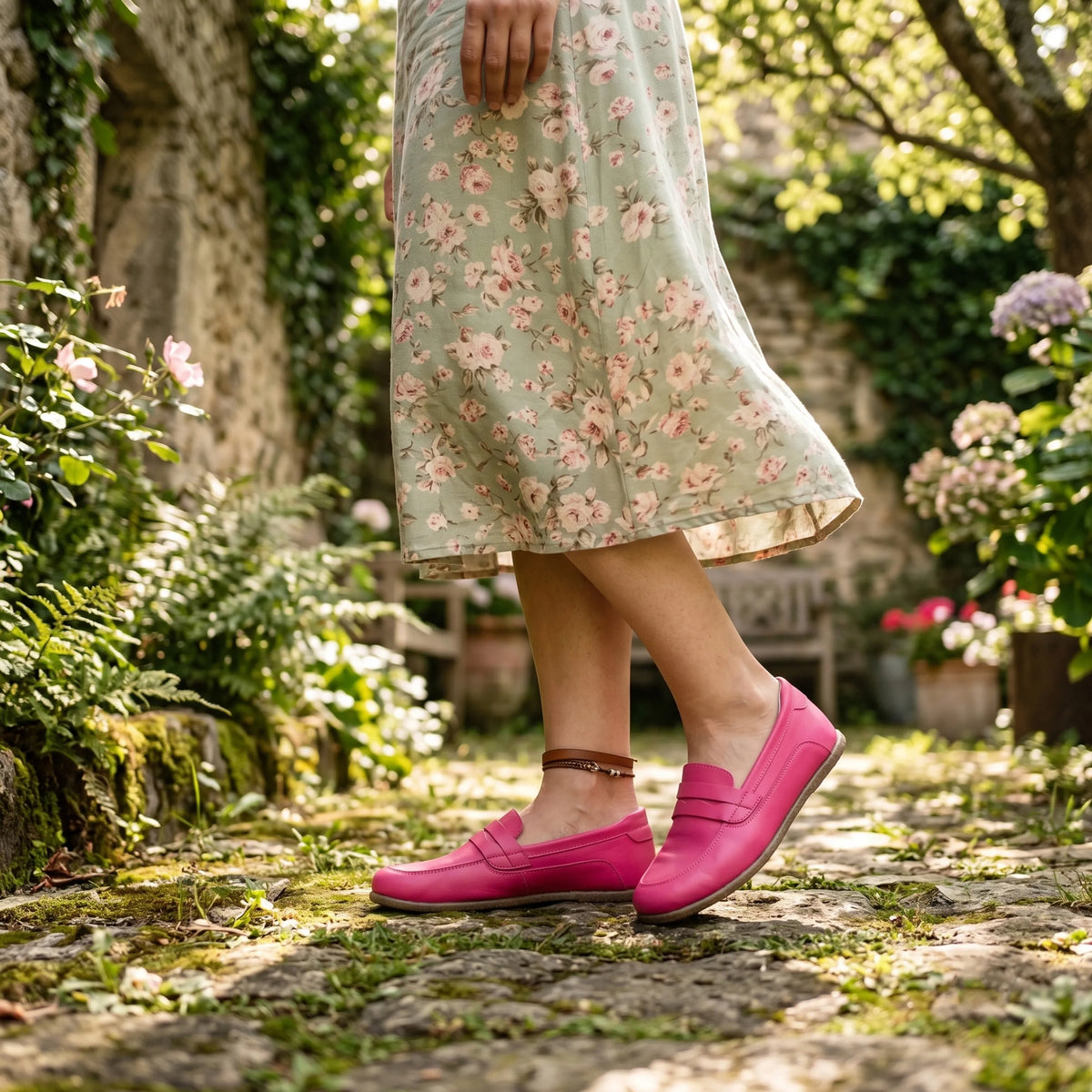 Smooth Barefoot Penny Loafer Shoes – Classic Sole — Leather Sole – Fuscia