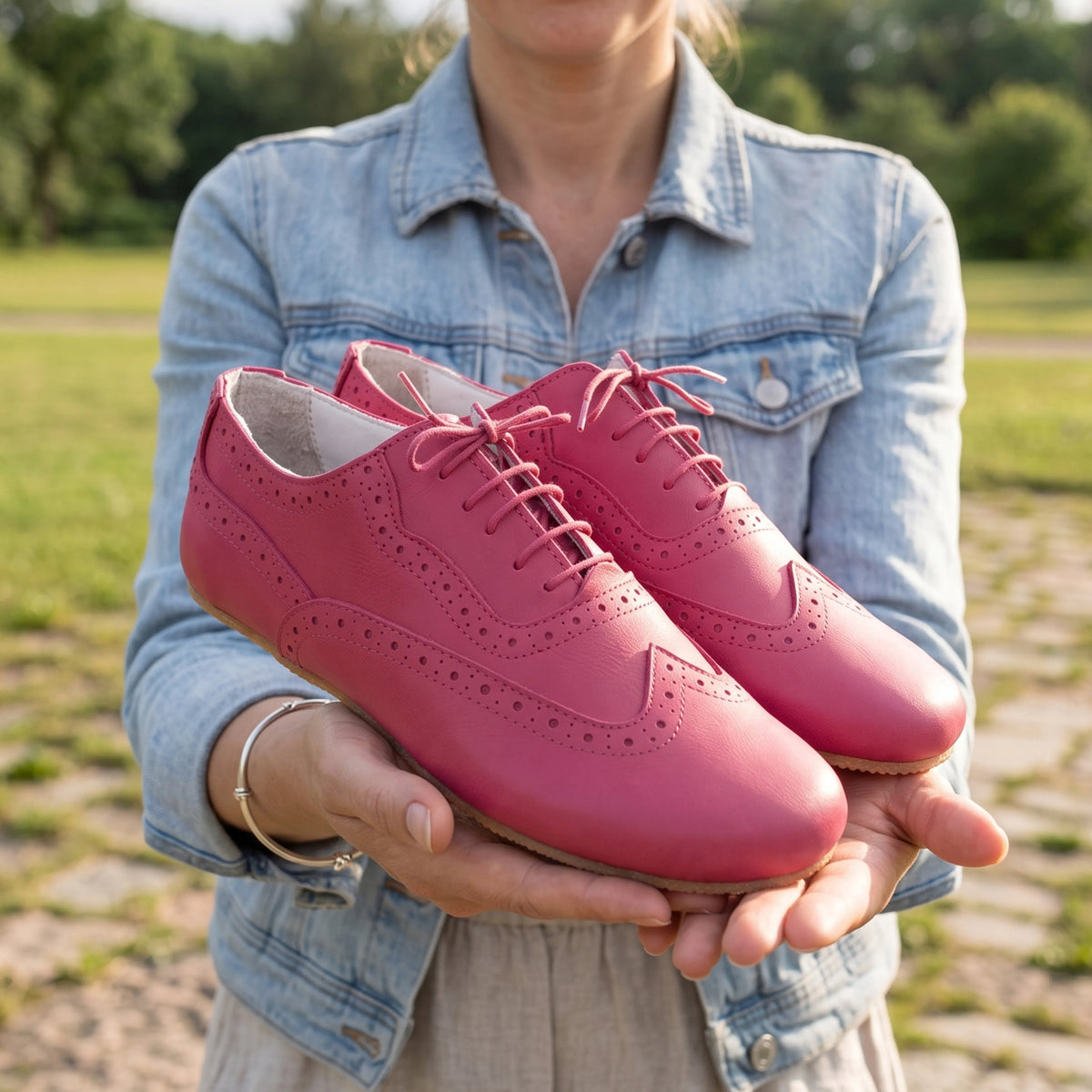 Smooth Barefoot Moccasin Shoes – Rubber Sole – Fuscia