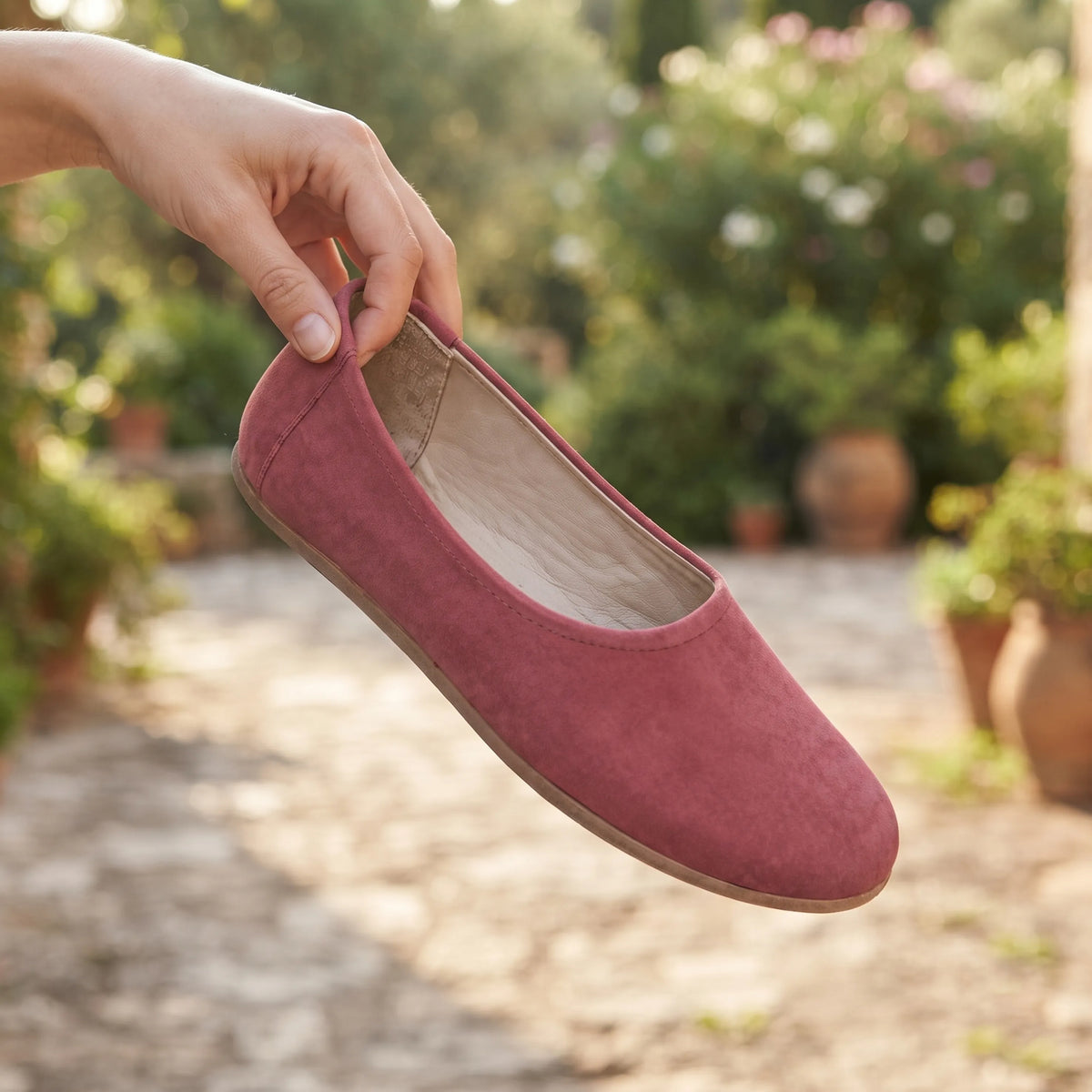 Suede Barefoot Ballet Shoes – Classic Sole — Leather Sole – Candy Pink