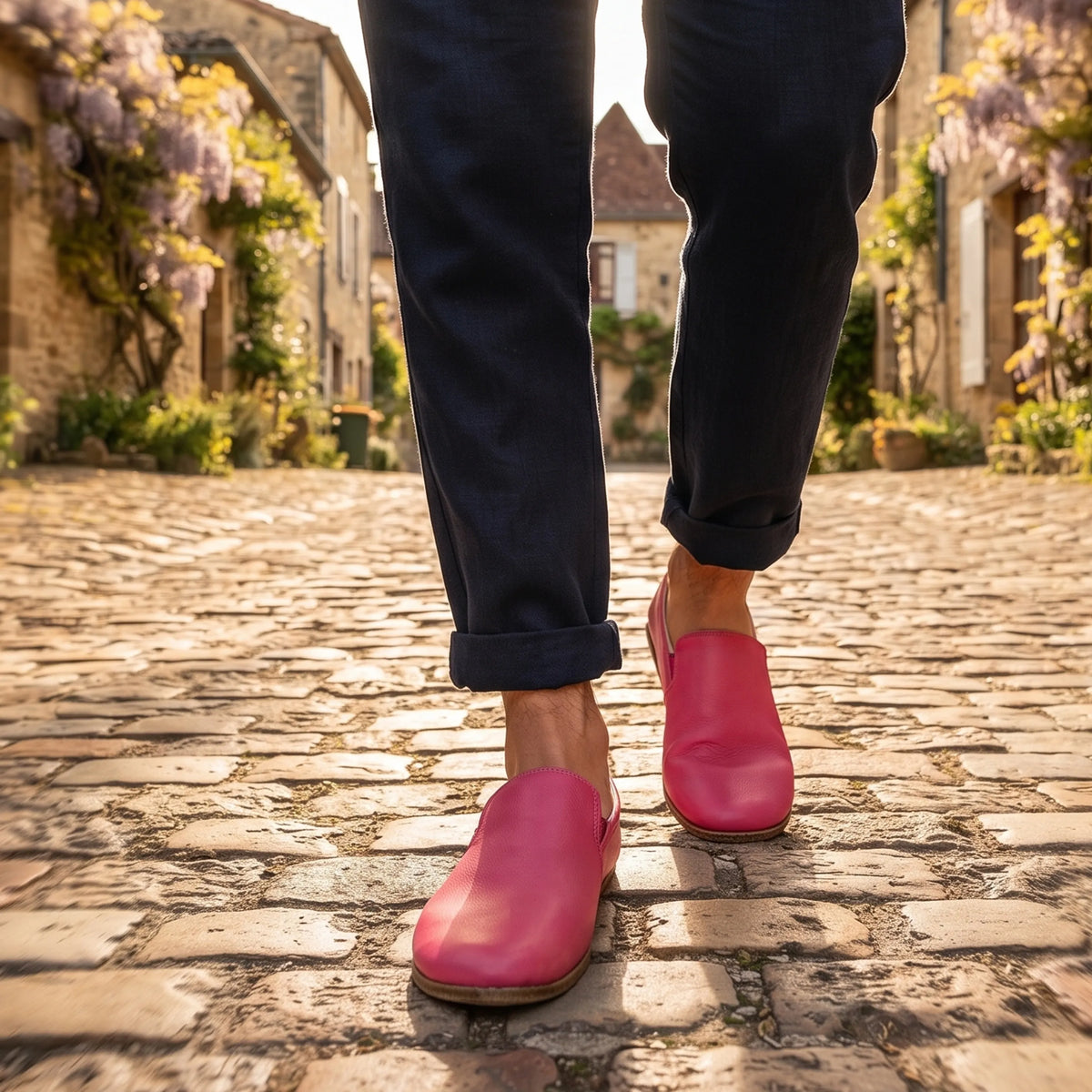 Smooth Barefoot Slip-On Shoes – Classic Sole — Leather Sole – Fuscia