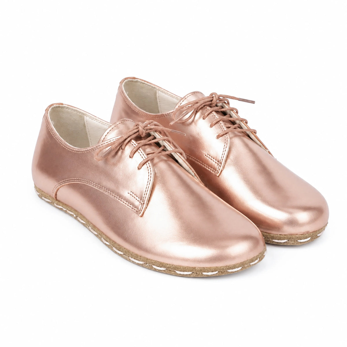 Bright Barefoot Oxford Shoes — Leather Sole – Rose Gold