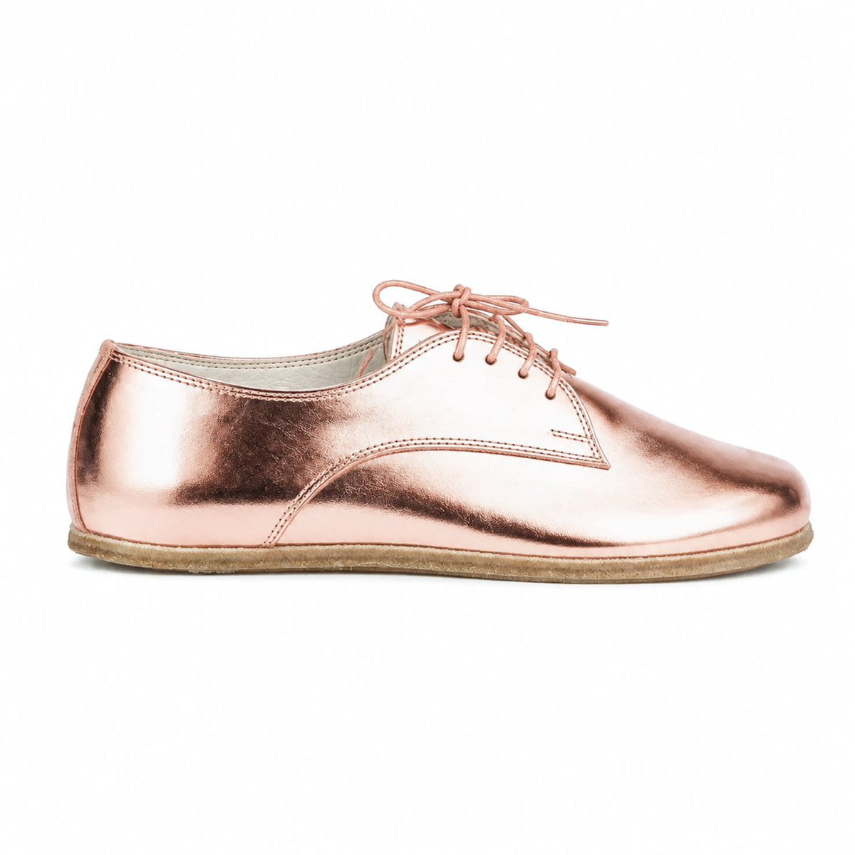 Bright Barefoot Oxford Shoes – Classic Sole — Leather Sole – Rose Gold