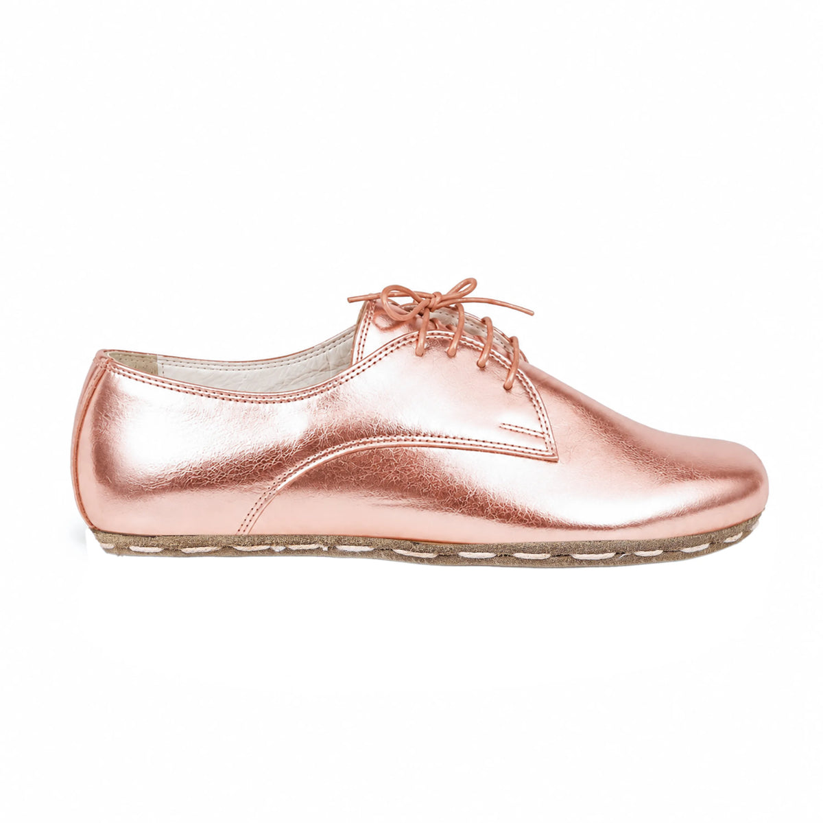 Bright Barefoot Oxford Shoes — Leather Sole – Rose Gold