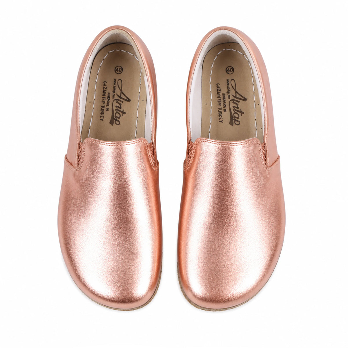 Bright Barefoot Slip-On Shoes – Classic Sole — Leather Sole – Rose Gold