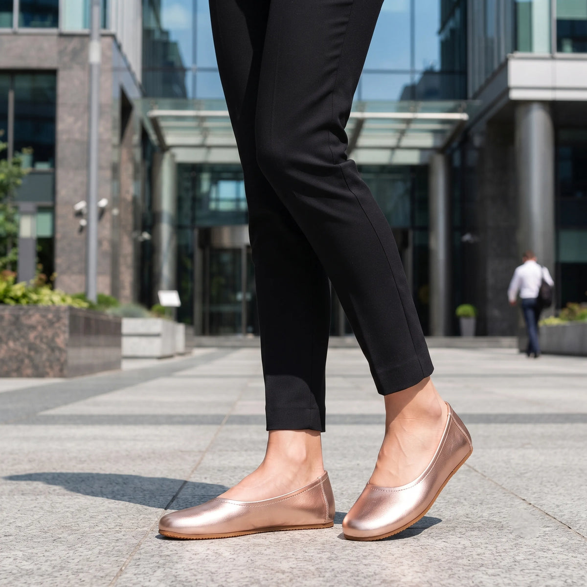 Bright Barefoot Ballet Shoes – Rubber Sole - Rose Gold