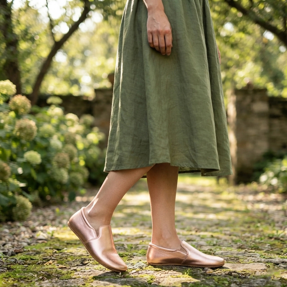 Bright Barefoot Slip-On Shoes – Rubber Sole – Rose Gold