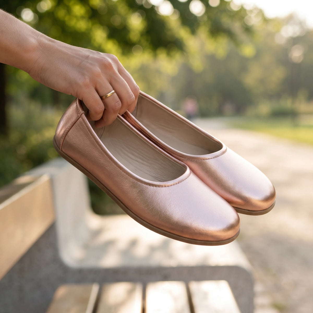 Bright Barefoot Ballet Shoes – Classic Sole — Leather Sole – Rose Gold