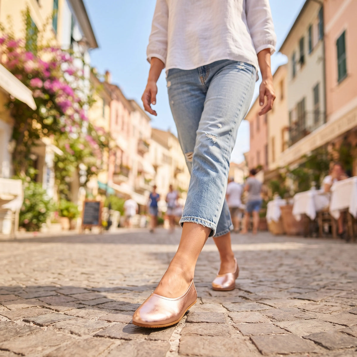 Bright Barefoot Ballet Shoes – Rubber Sole - Rose Gold
