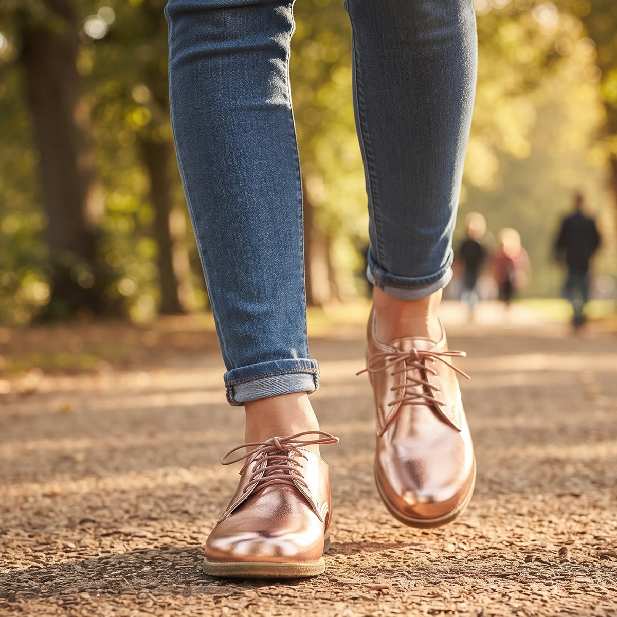 Bright Barefoot Oxford Shoes – Classic Sole — Leather Sole – Rose Gold