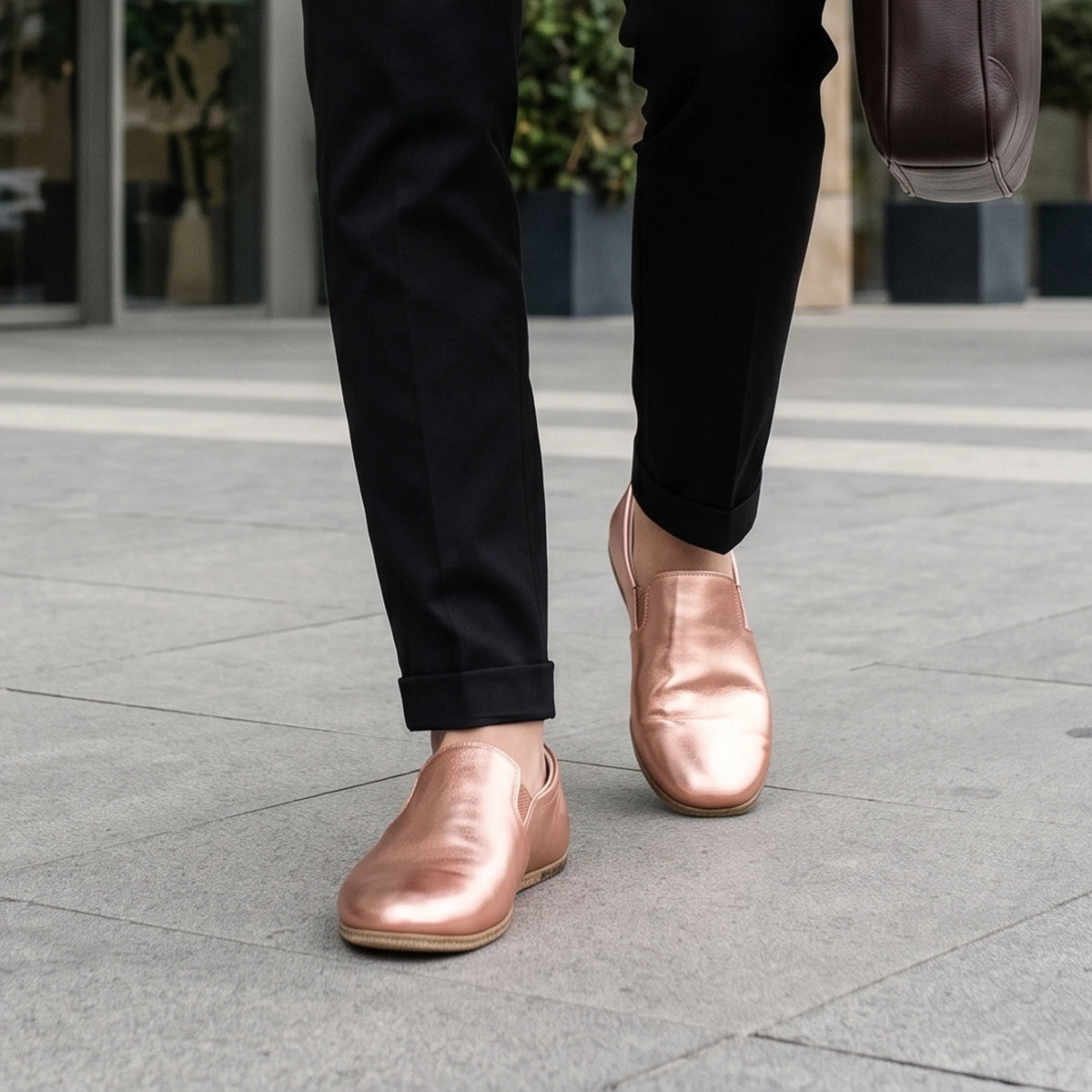 Bright Barefoot Slip-On Shoes – Classic Sole — Leather Sole – Rose Gold