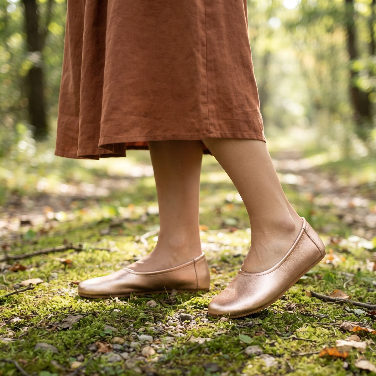 Bright Barefoot Ballet Shoes – Rubber Sole - Rose Gold