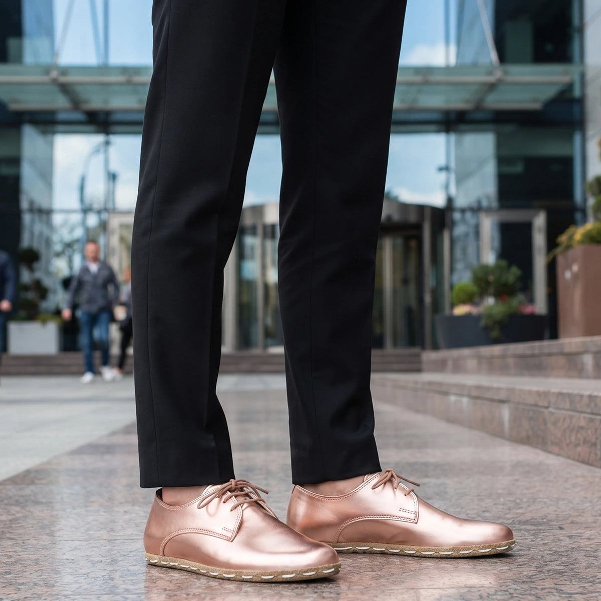 Bright Barefoot Oxford Shoes — Leather Sole – Rose Gold