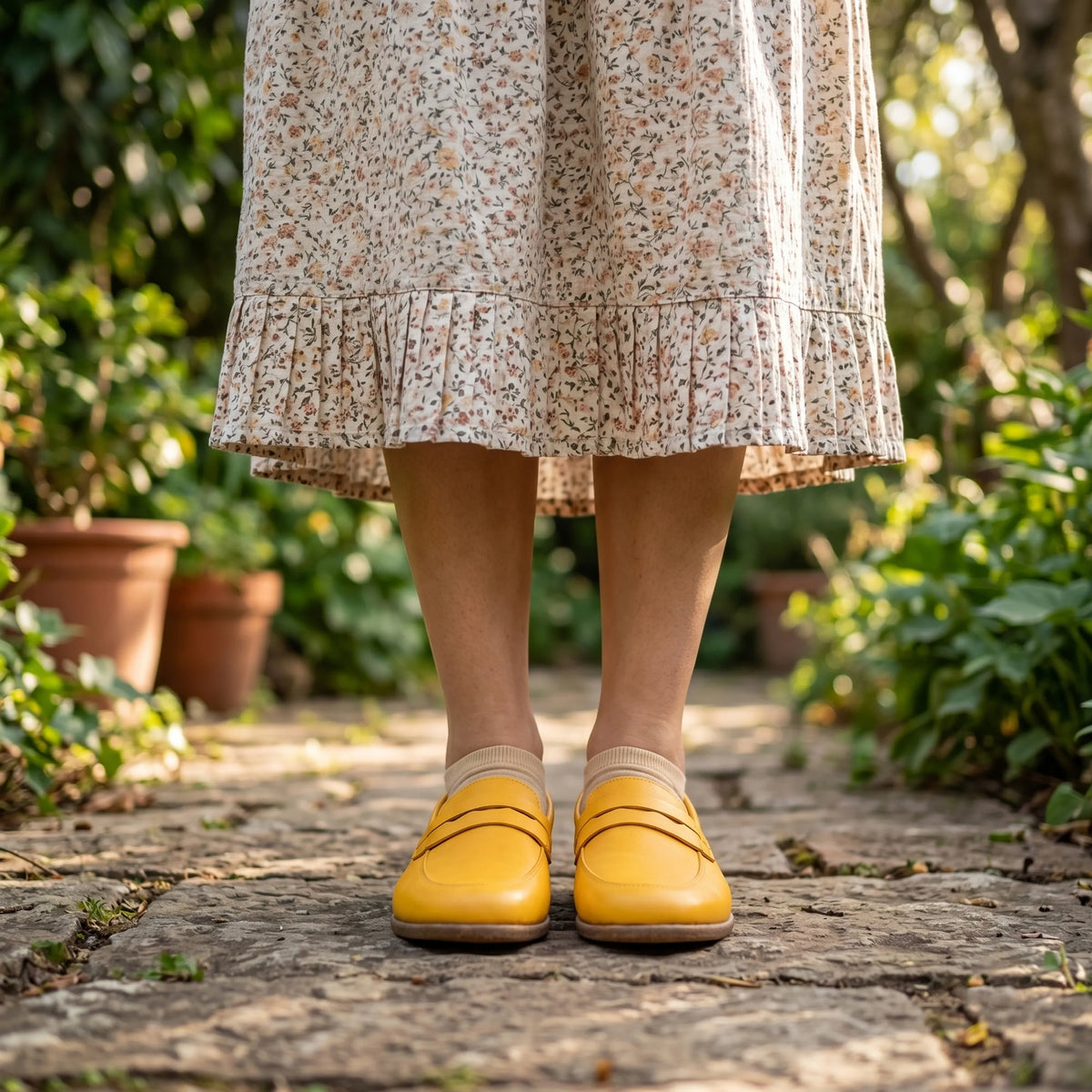 Smooth Barefoot Penny Loafer Shoes – Classic Sole — Leather Sole – Yellow