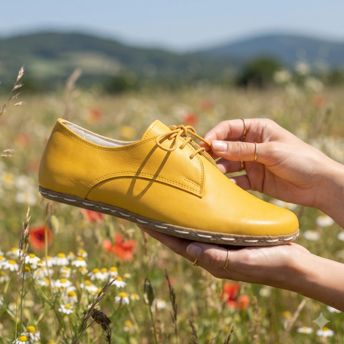 Smooth Barefoot Oxford Shoes — Leather Sole – Yellow