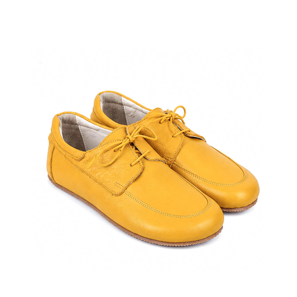 Smooth Barefoot Laces Penny Loafer Shoes – Rubber Sole – Yellow