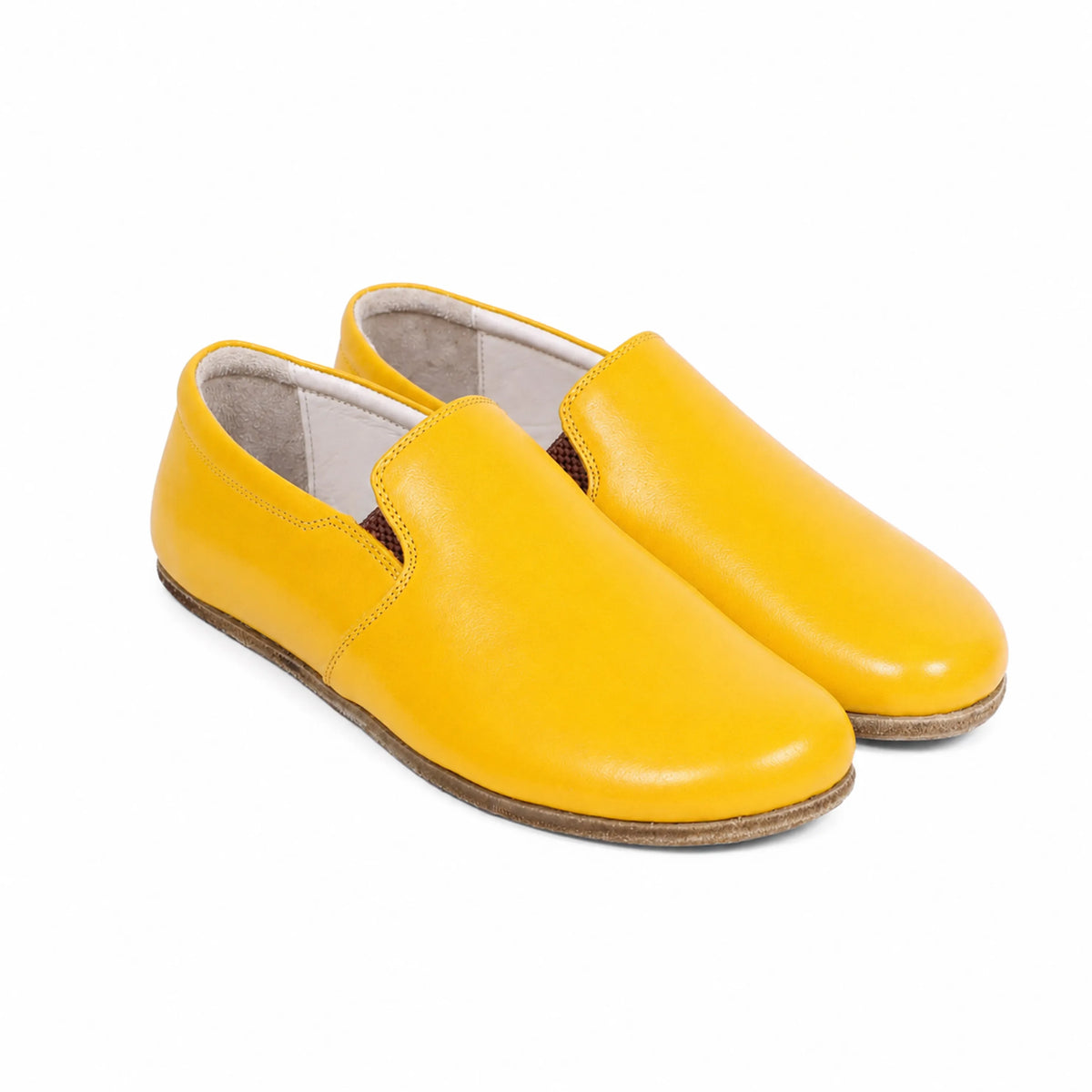 Smooth Barefoot Slip-On Shoes – Classic Sole — Leather Sole – Yellow