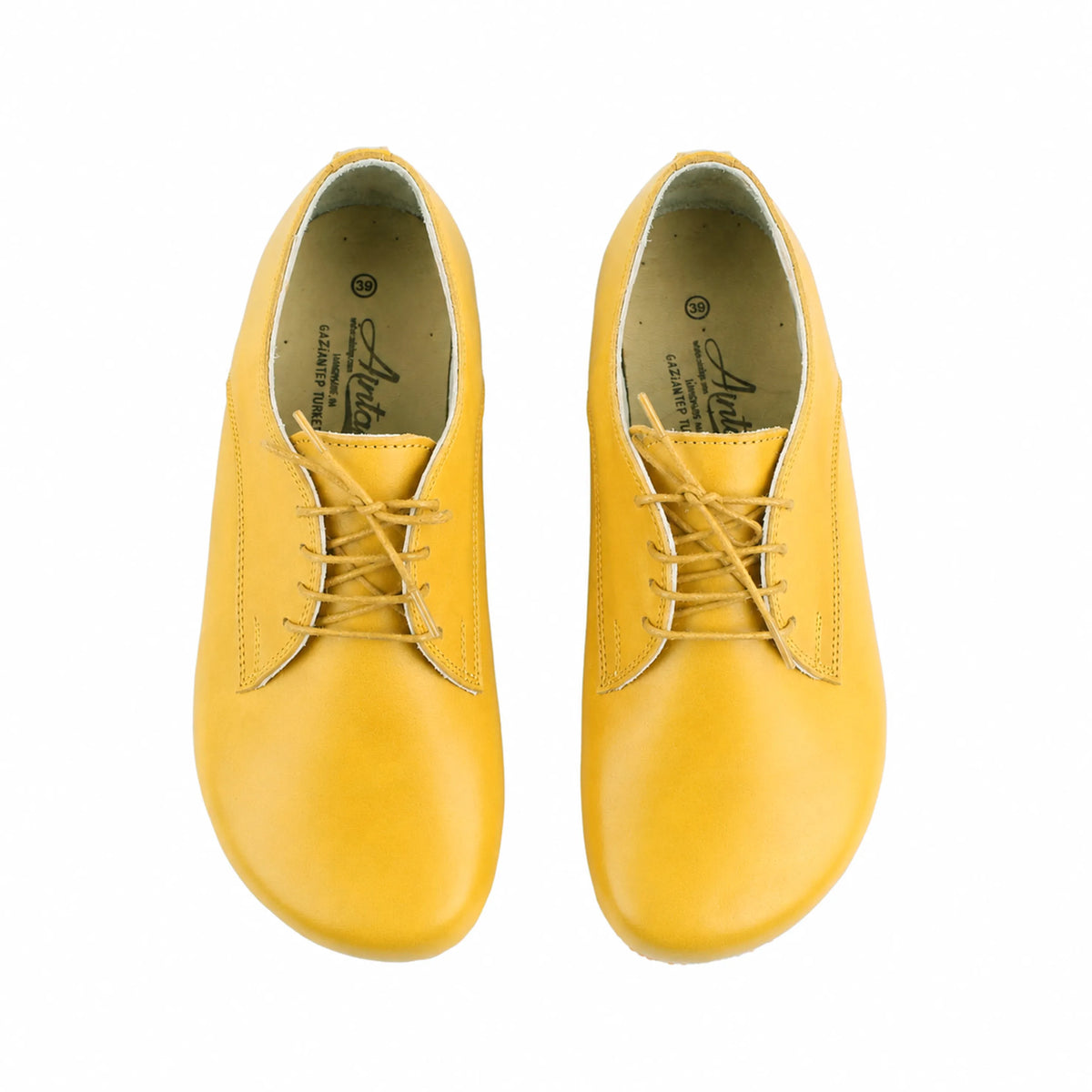Smooth Barefoot Oxford Shoes – Classic Sole — Leather Sole – Yellow