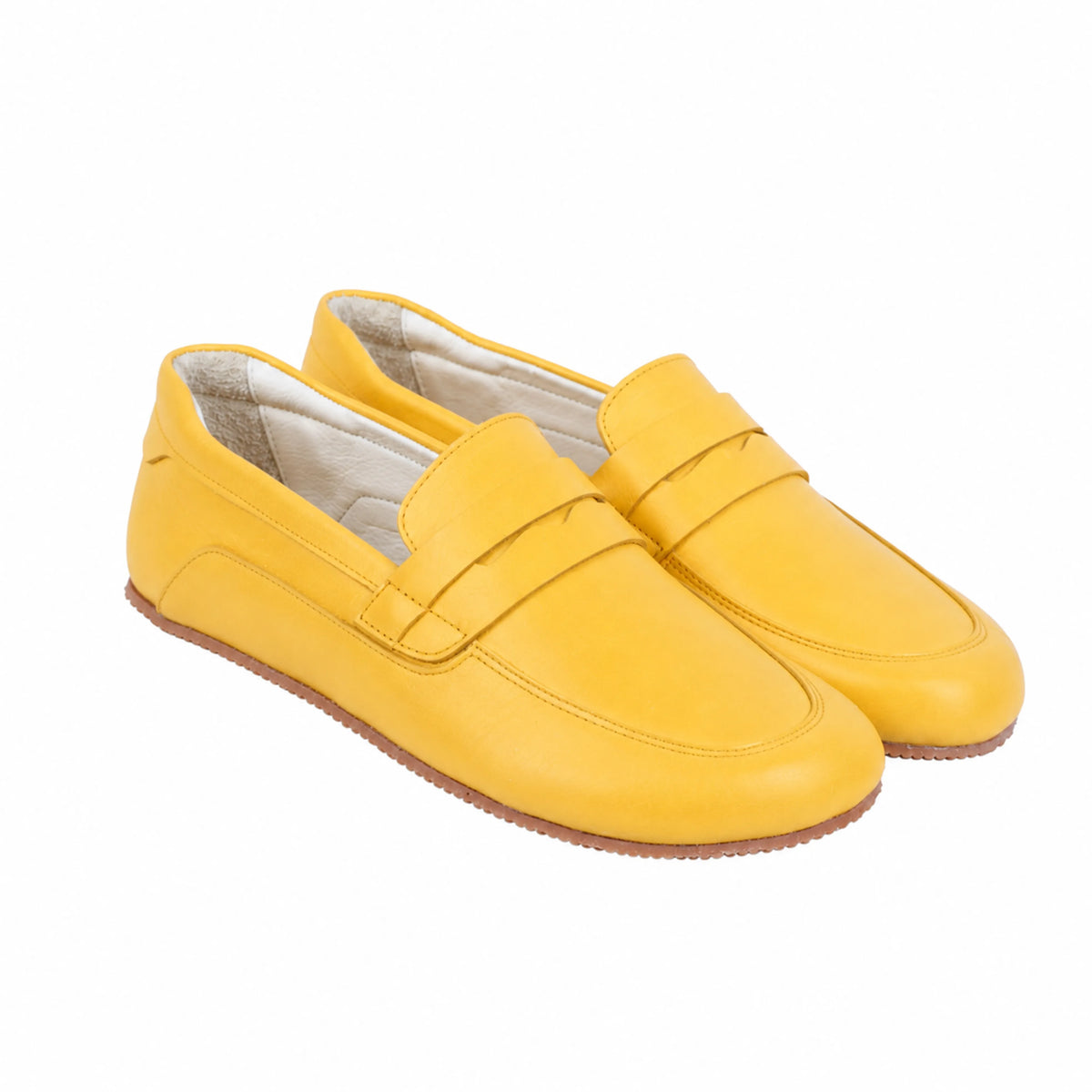 Smooth Barefoot Penny Loafer Shoes – Rubber Sole – Yellow