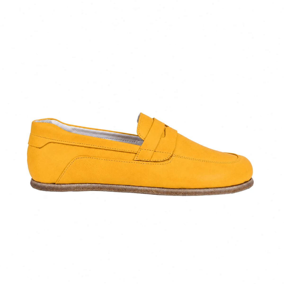 Smooth Barefoot Penny Loafer Shoes – Classic Sole — Leather Sole – Yellow