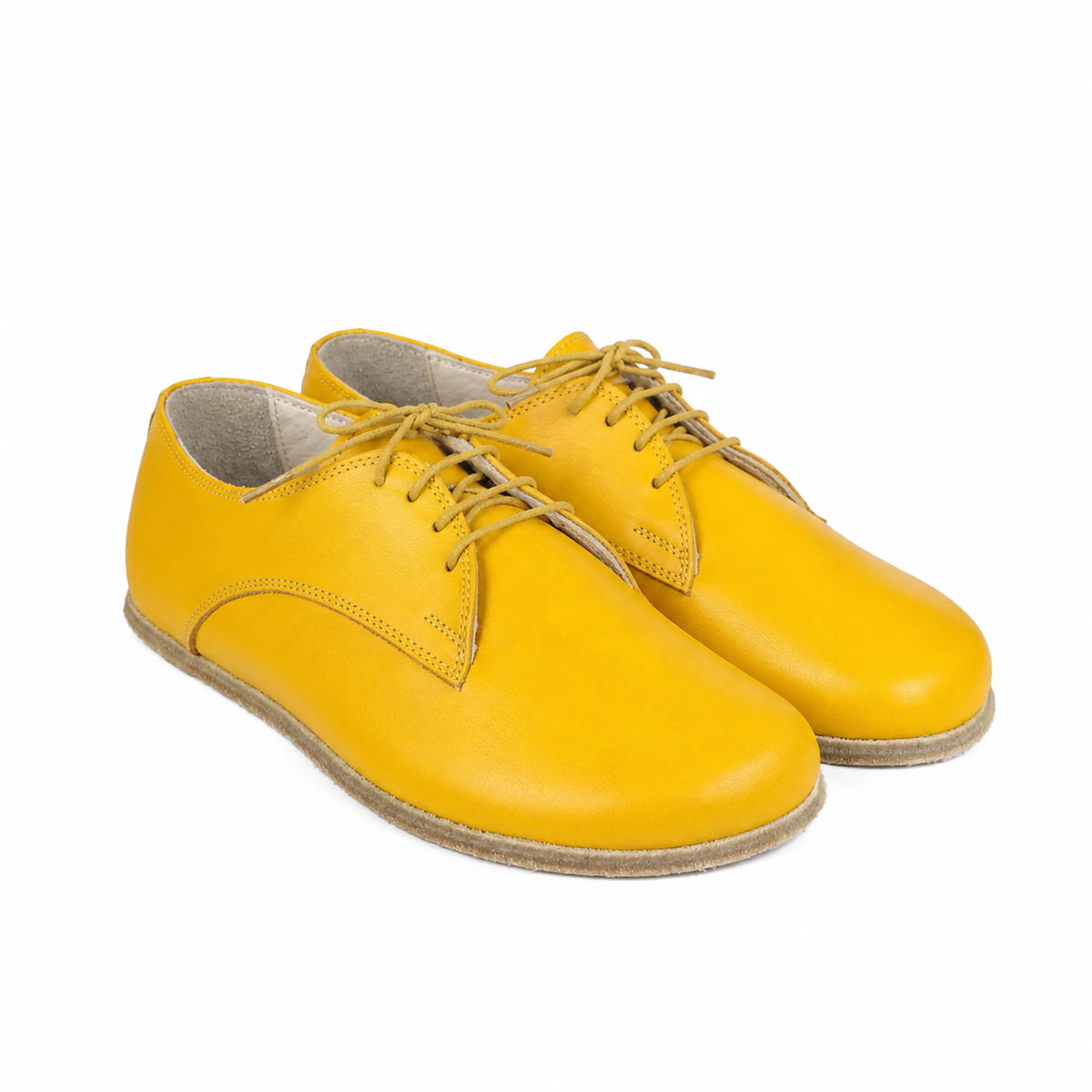 Smooth Barefoot Oxford Shoes – Classic Sole — Leather Sole – Yellow