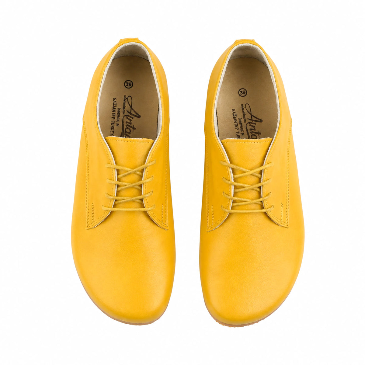 Smooth Barefoot Oxford Shoes – Rubber Sole – Yellow