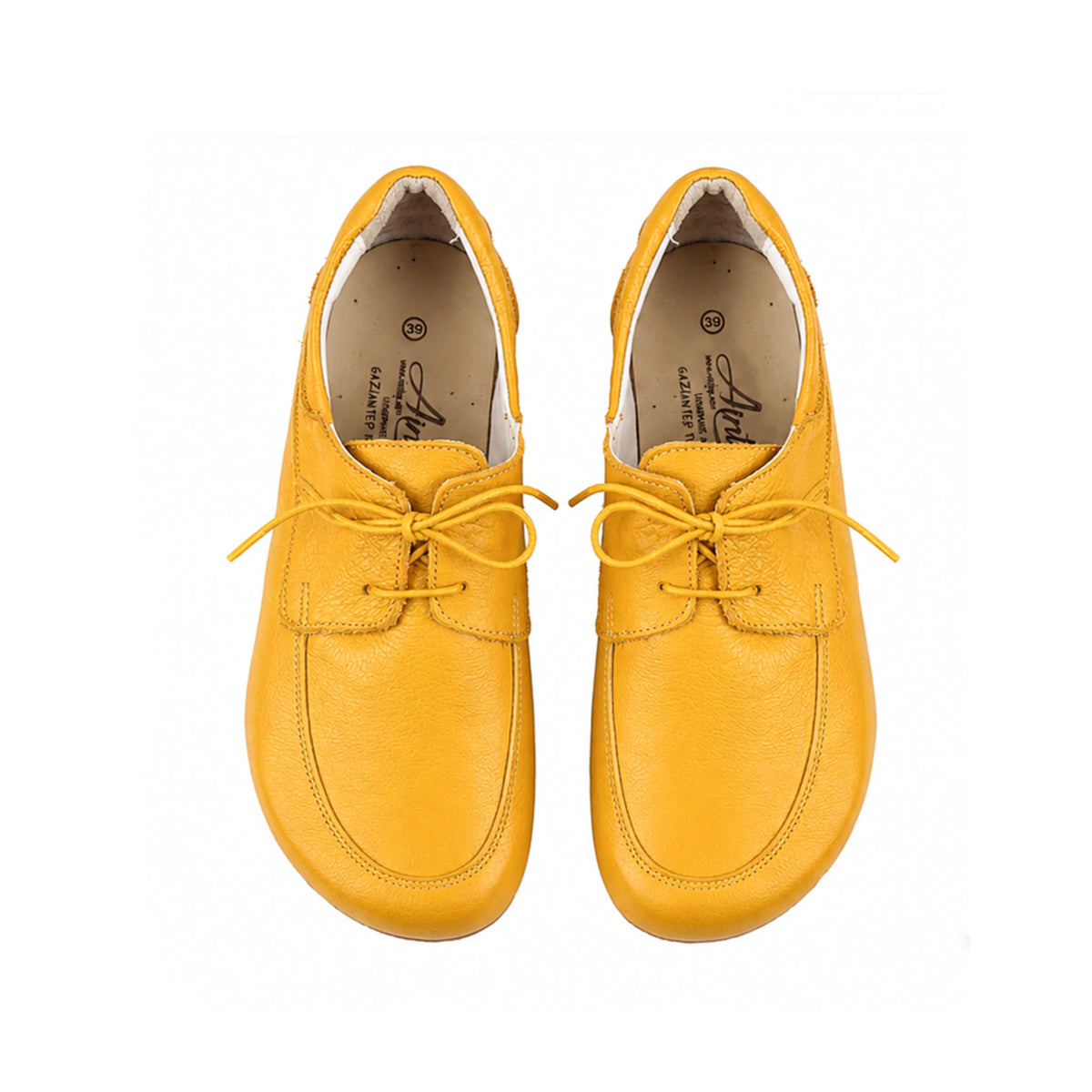 Smooth Barefoot Laces Penny Loafer Shoes – Rubber Sole – Yellow