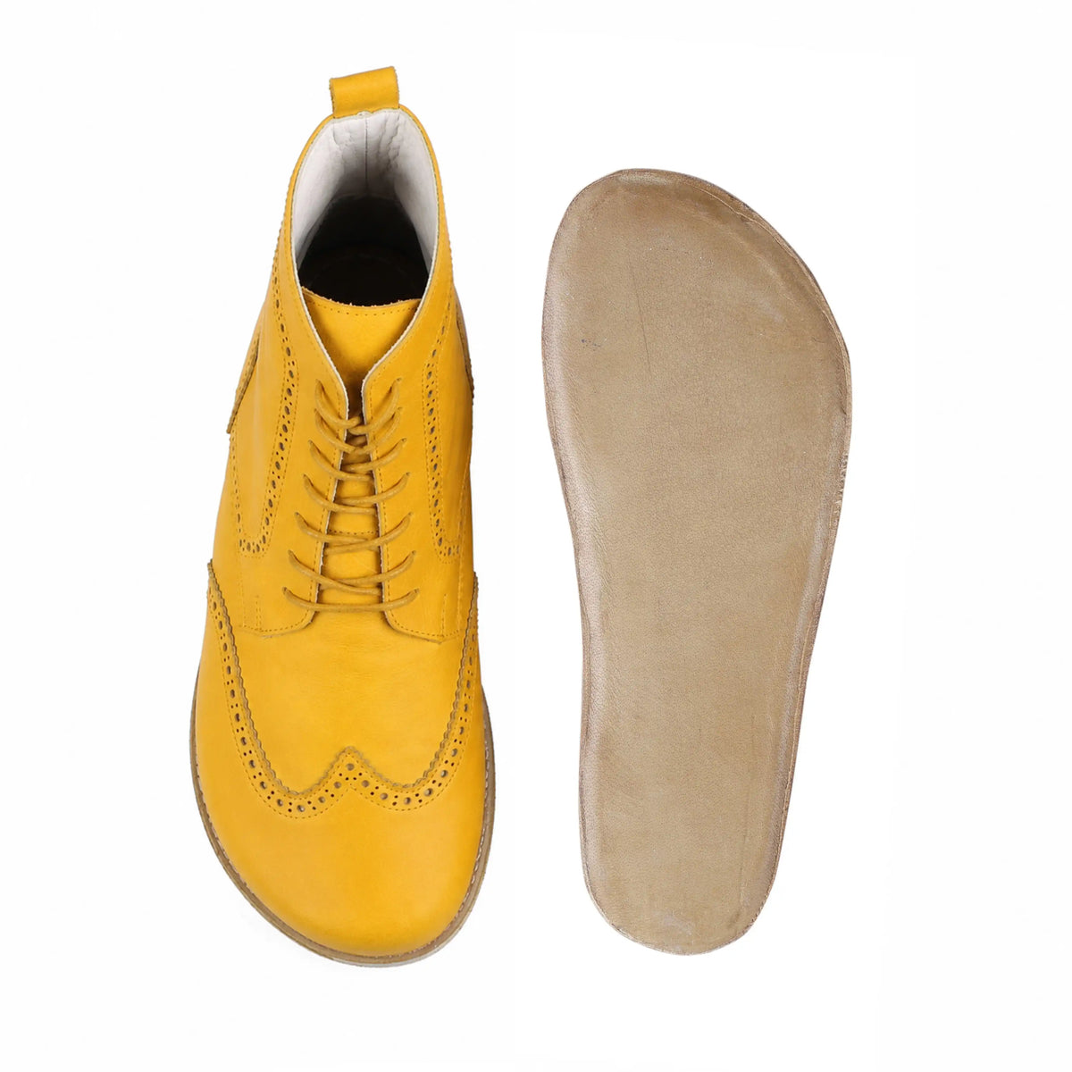 Smooth Barefoot Moccasin Boots Shoes – Classic Sole — Leather Sole – Yellow