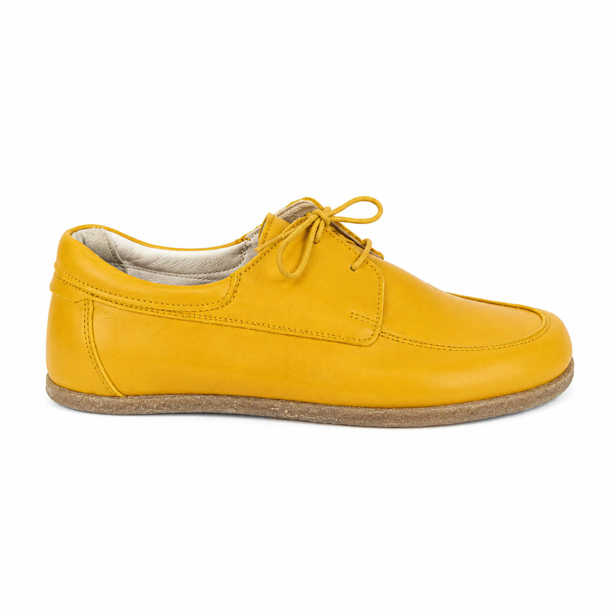 Smooth Barefoot Laces Penny Loafer Shoes – Classic Sole — Leather Sole – Yellow