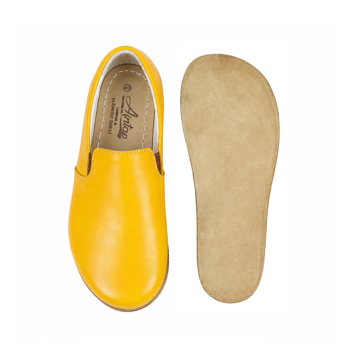 Smooth Barefoot Slip-On Shoes – Classic Sole — Leather Sole – Yellow
