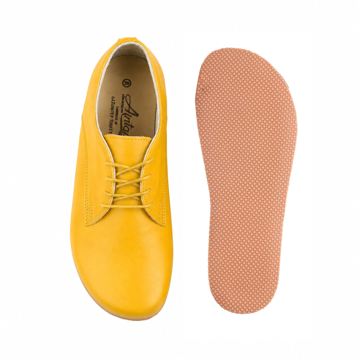 Smooth Barefoot Oxford Shoes – Rubber Sole – Yellow