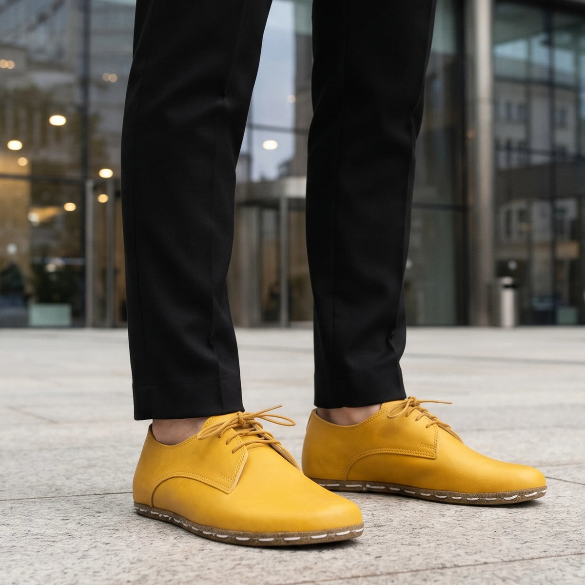 Smooth Barefoot Oxford Shoes — Leather Sole – Yellow