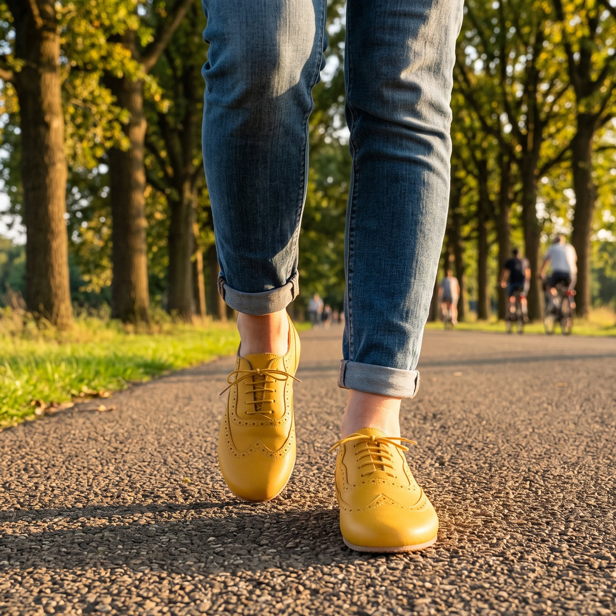 Smooth Barefoot Moccasin Shoes – Rubber Sole – Yellow