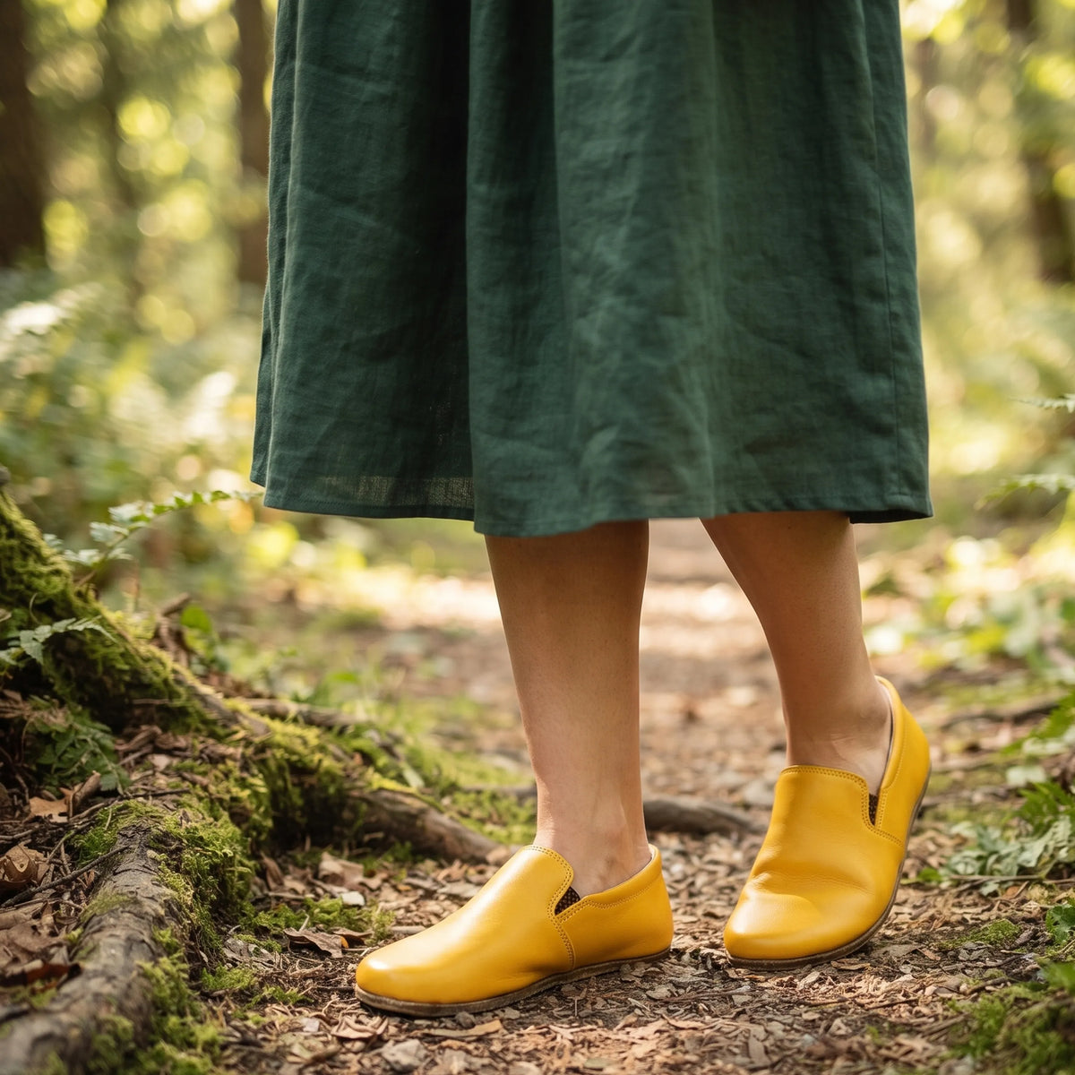 Smooth Barefoot Slip-On Shoes – Classic Sole — Leather Sole – Yellow
