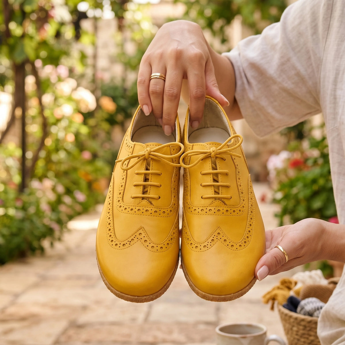 Smooth Barefoot Moccasin Shoes – Classic Sole — Leather Sole – Yellow