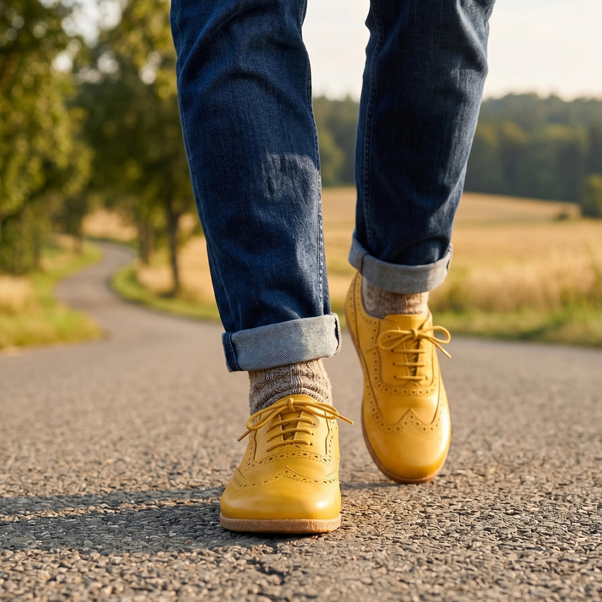 Smooth Barefoot Moccasin Shoes – Classic Sole — Leather Sole – Yellow