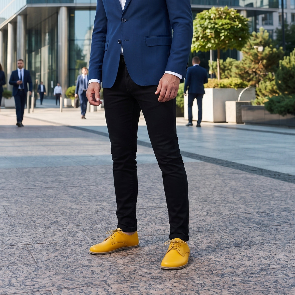 Smooth Barefoot Oxford Shoes – Classic Sole — Leather Sole – Yellow