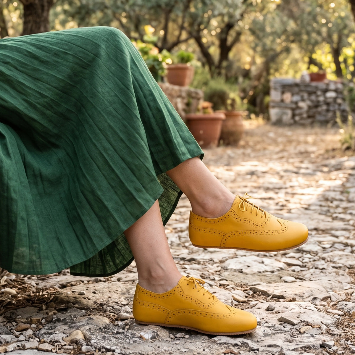 Smooth Barefoot Moccasin Shoes – Rubber Sole – Yellow