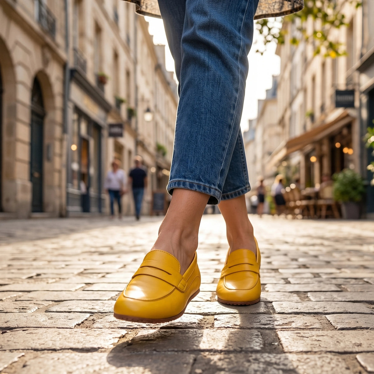 Smooth Barefoot Penny Loafer Shoes – Rubber Sole – Yellow