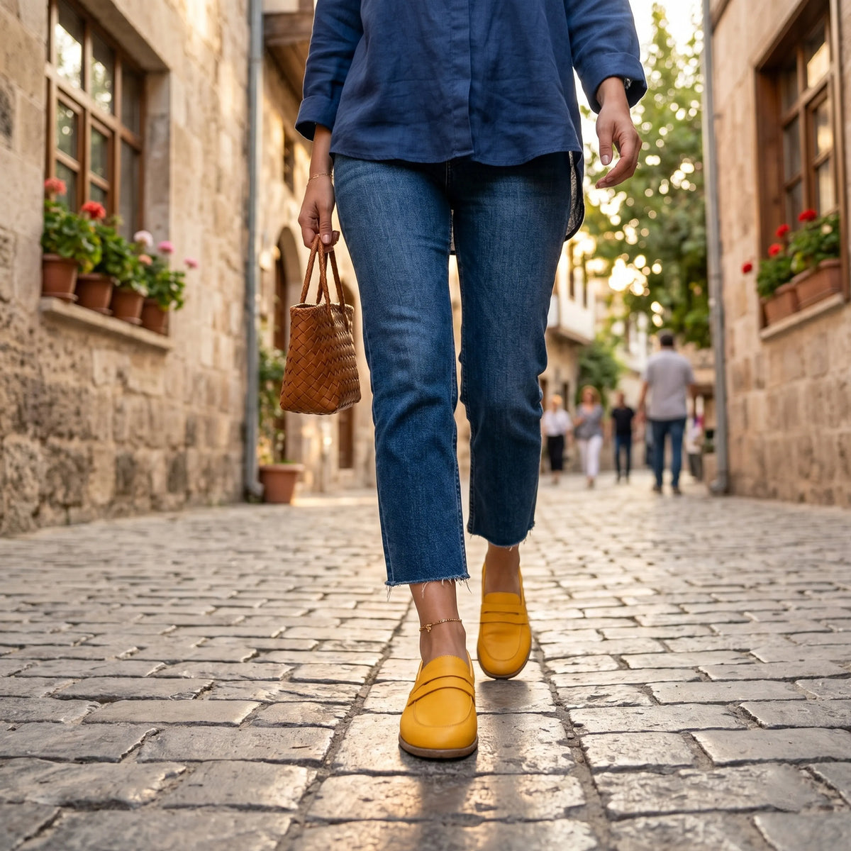 Smooth Barefoot Penny Loafer Shoes – Classic Sole — Leather Sole – Yellow