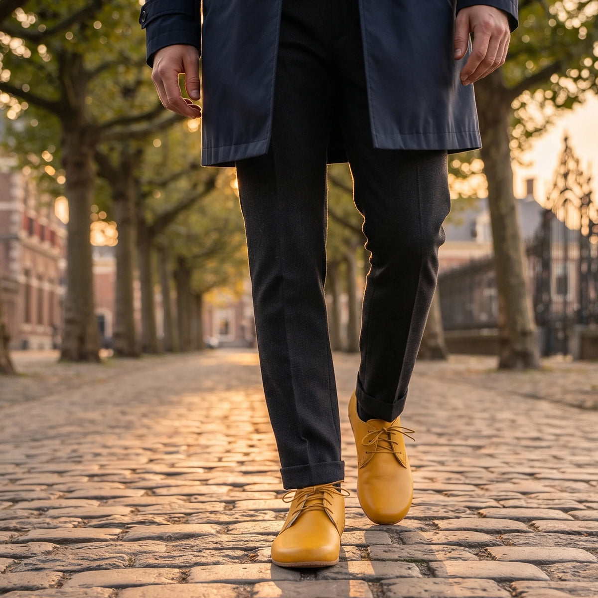 Smooth Barefoot Oxford Shoes – Rubber Sole – Yellow