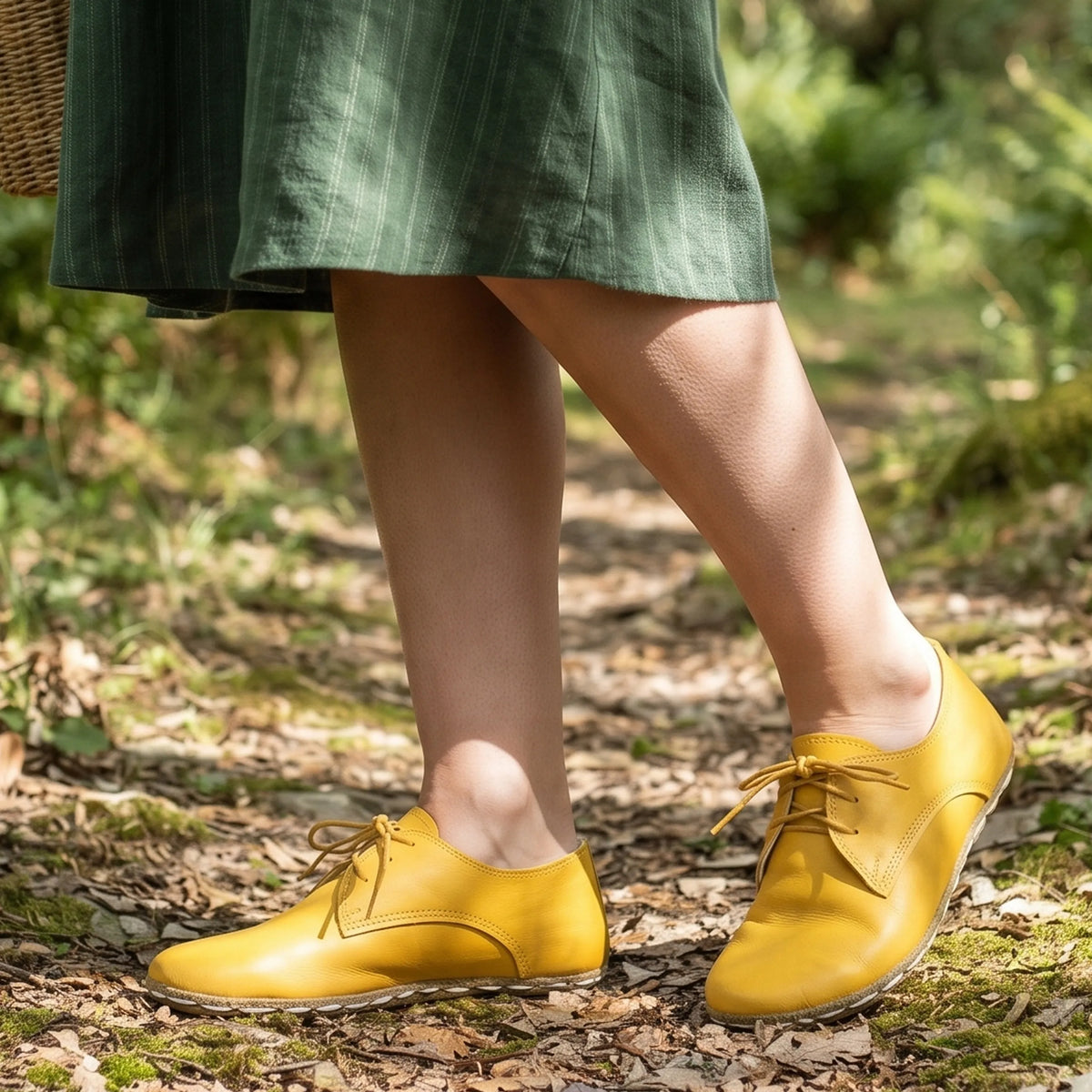 Smooth Barefoot Oxford Shoes — Leather Sole – Yellow